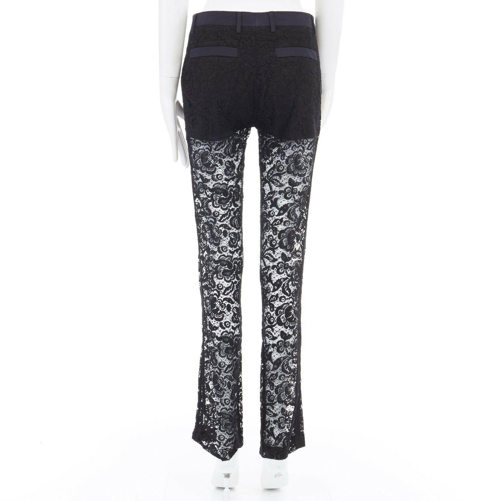Women's GIVENCHY TISCI black floral lace faux pocket trim shorts lined tux pants FR36 S