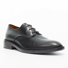 GIVENCHY TISCI black leather 3 eyelet almond toe stacked wooden heel derby EU39