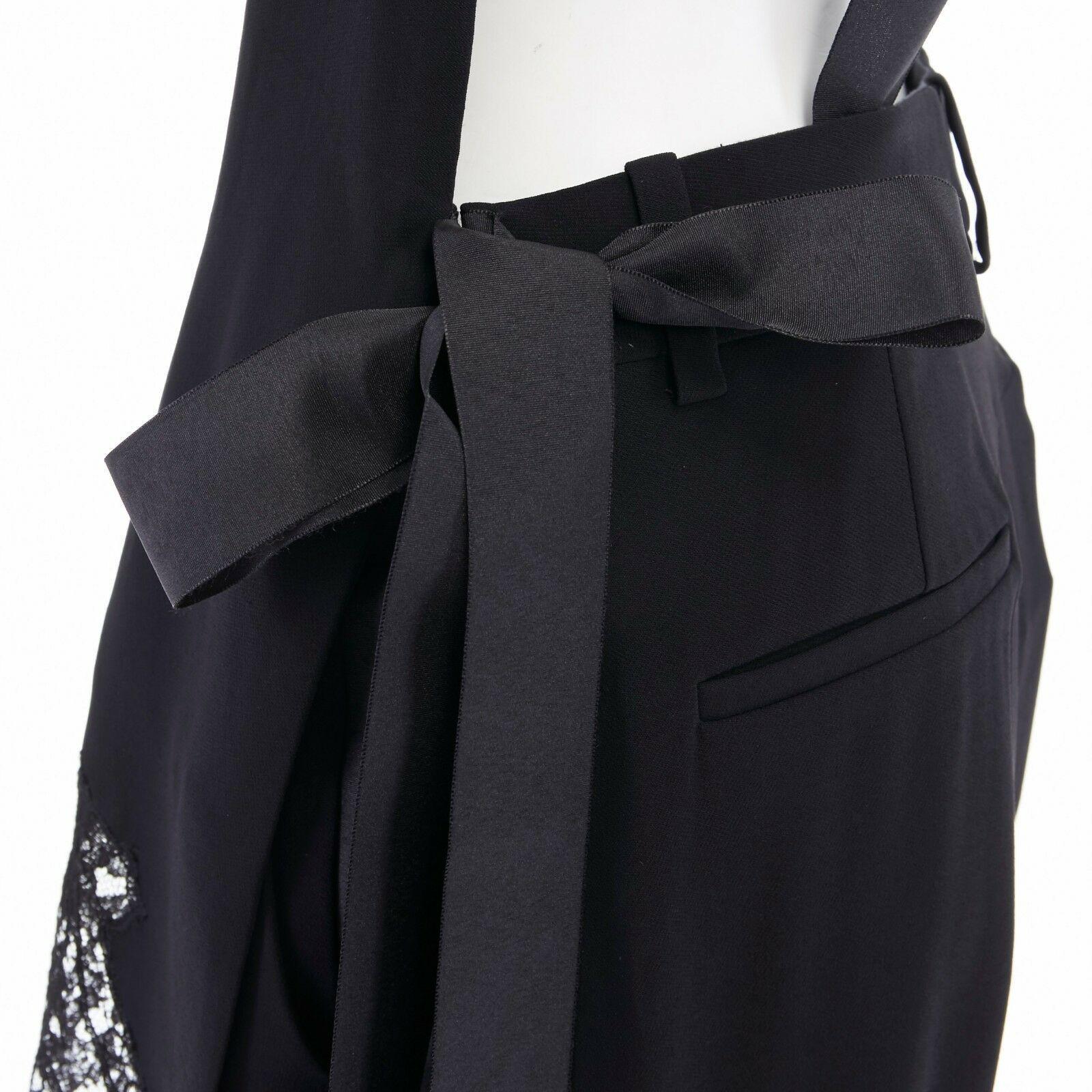 GIVENCHY TISCI black open back floral lace trimmed apron front jumpsuit FR36 S 3