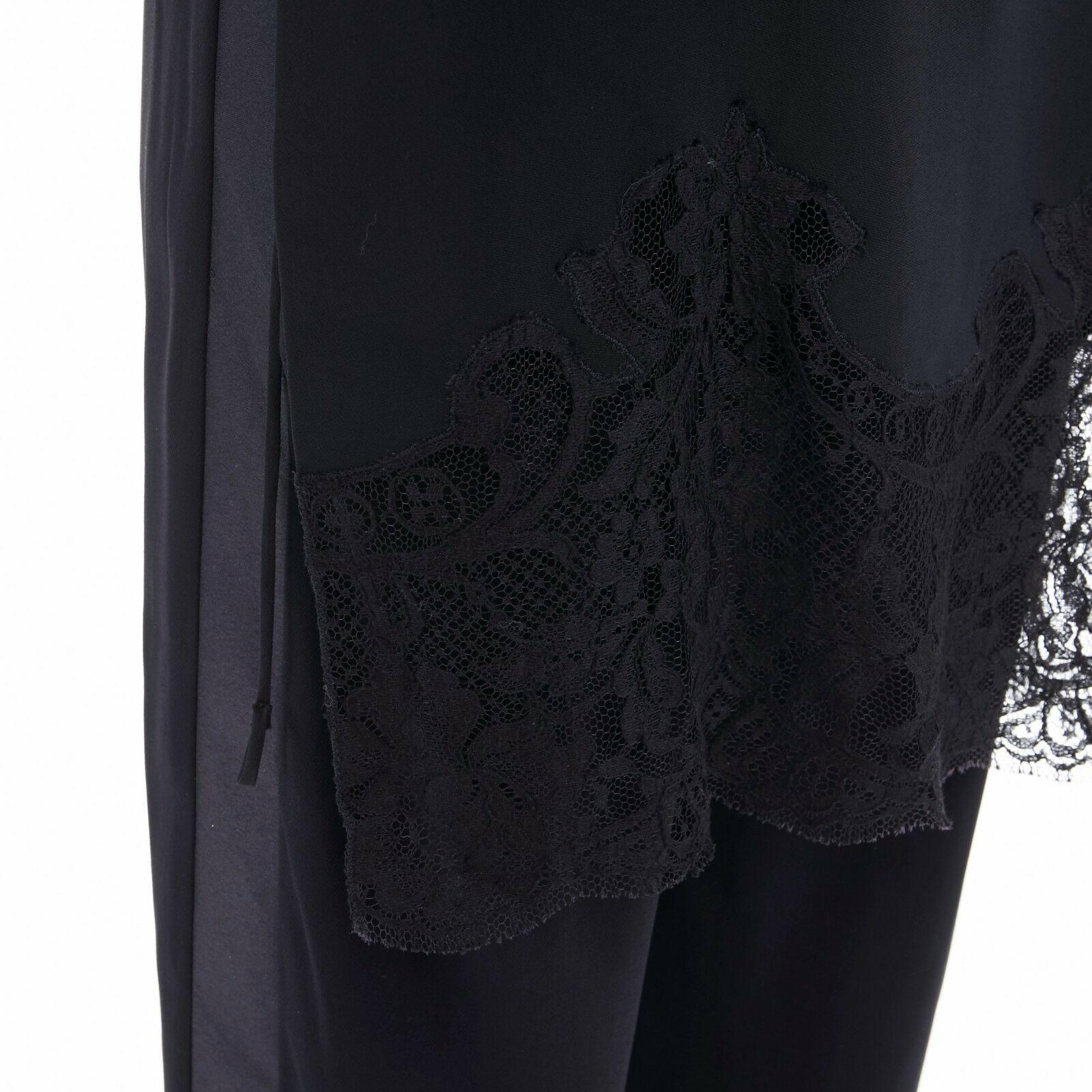 GIVENCHY TISCI black open back floral lace trimmed apron front jumpsuit FR36 S 4