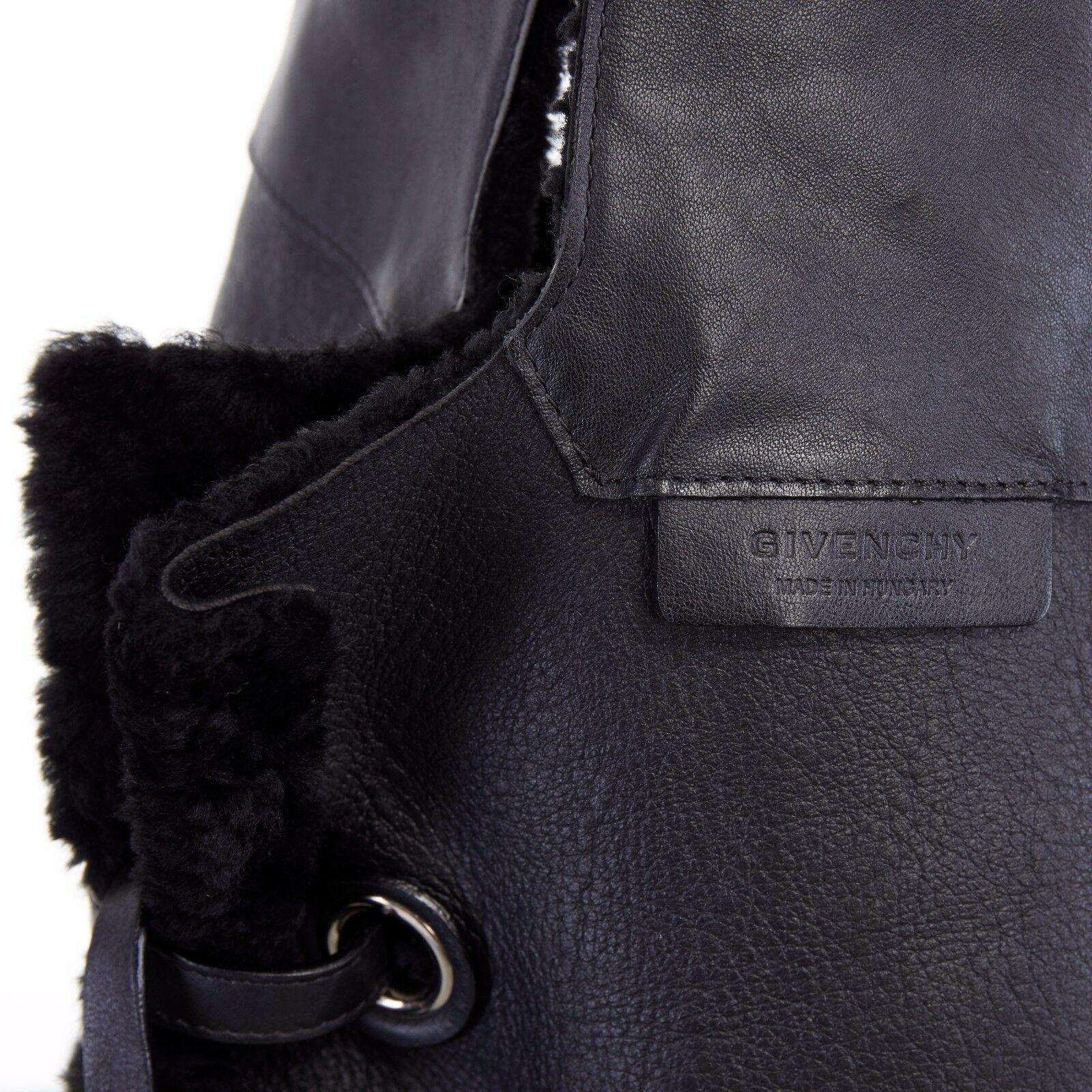 GIVENCHY TISCI black reversible leather shearling fur oversize hobo shoulder bag 6