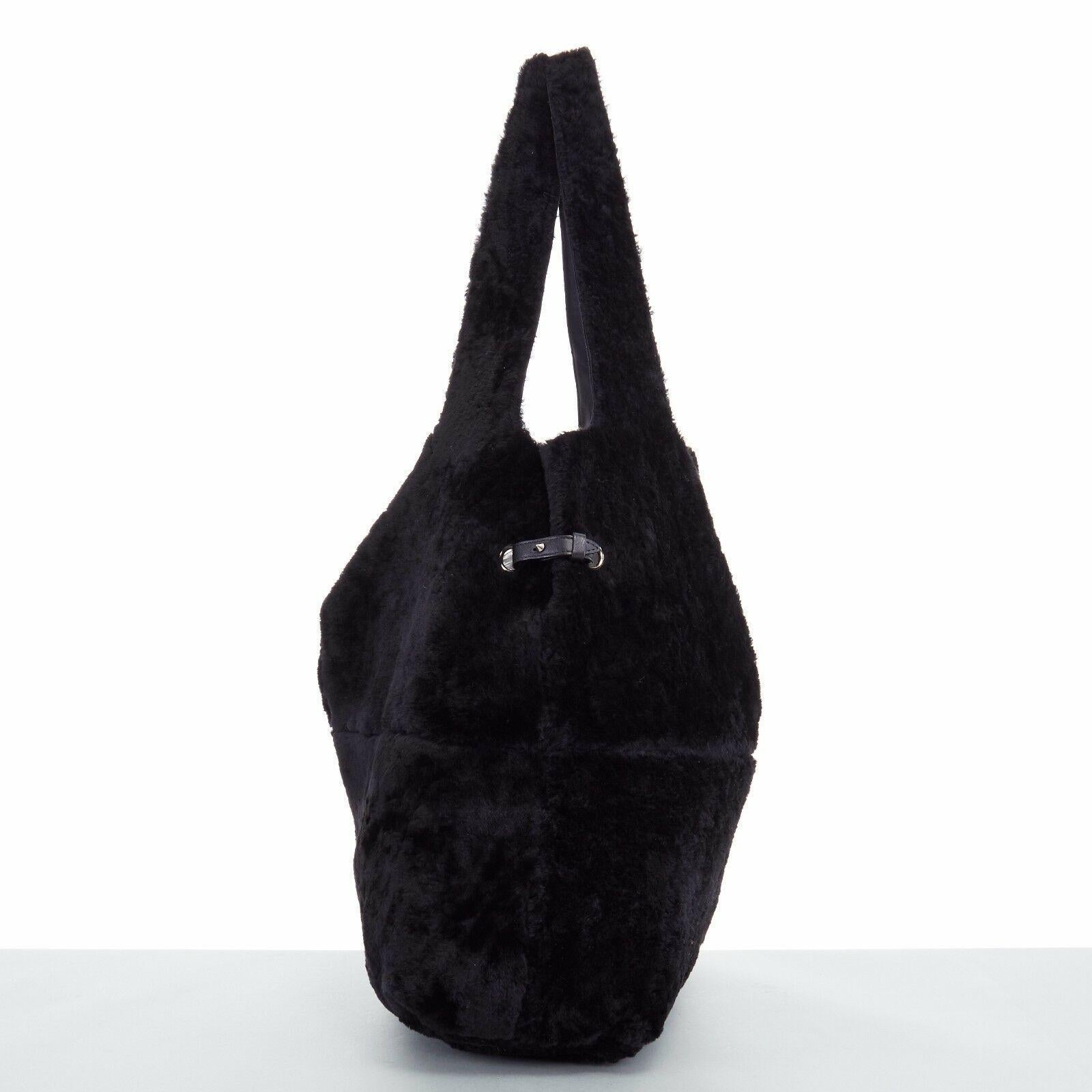 GIVENCHY TISCI black reversible leather shearling fur oversize hobo shoulder bag 1