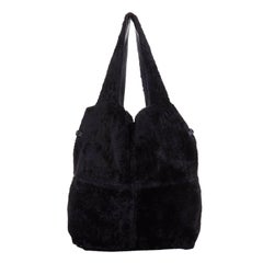 GIVENCHY TISCI black reversible leather shearling fur oversize hobo shoulder bag