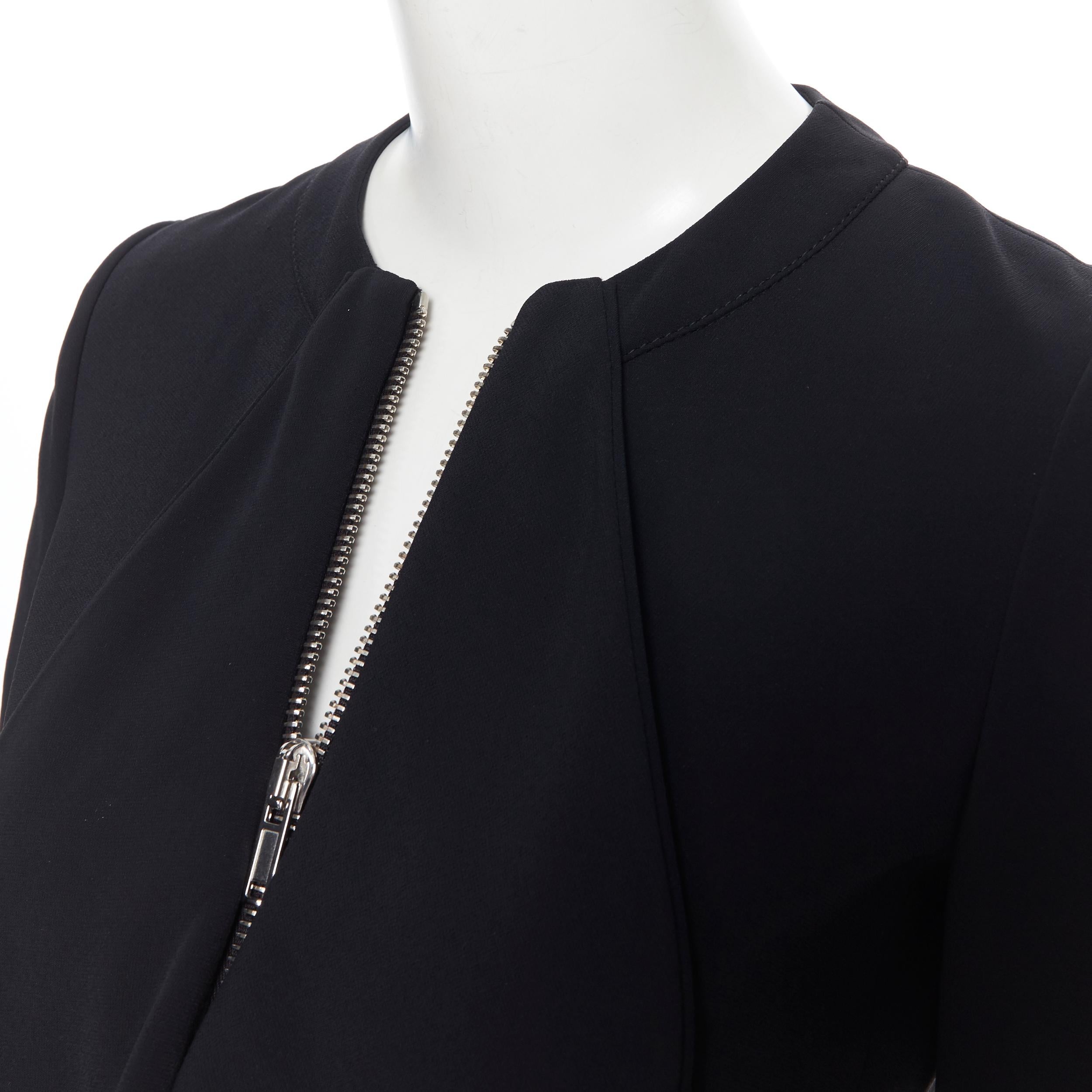 GIVENCHY TISCI black viscose petal ruffle front peplum zip blazer jacket FR34 1