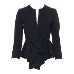 GIVENCHY TISCI - Veste blazer zippée à volants sur le devant en viscose noire FR34