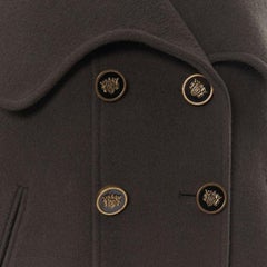 GIVENCHY TISCI green wool cashmere military double breasted pea coat FR38 S
