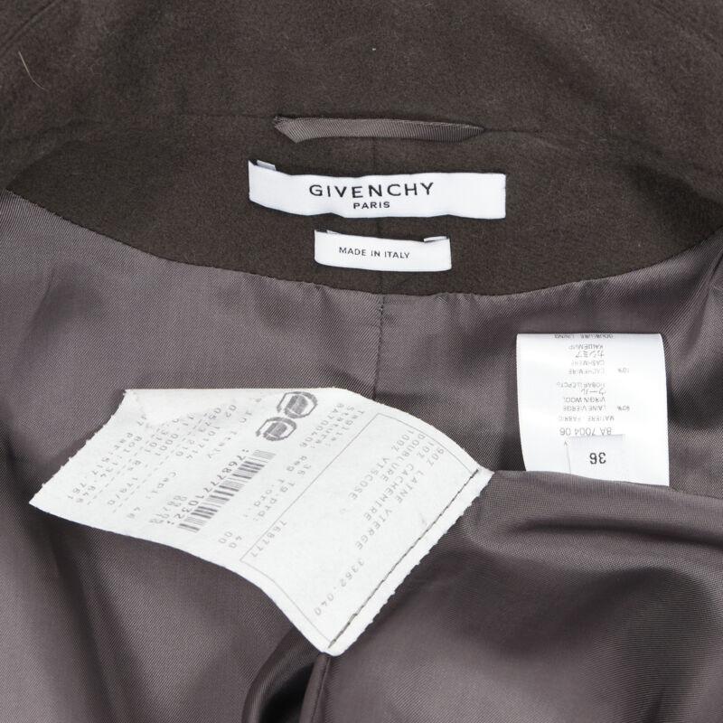 GIVENCHY TISCI green wool cashmere military double breasted pea coat FR38 S 4