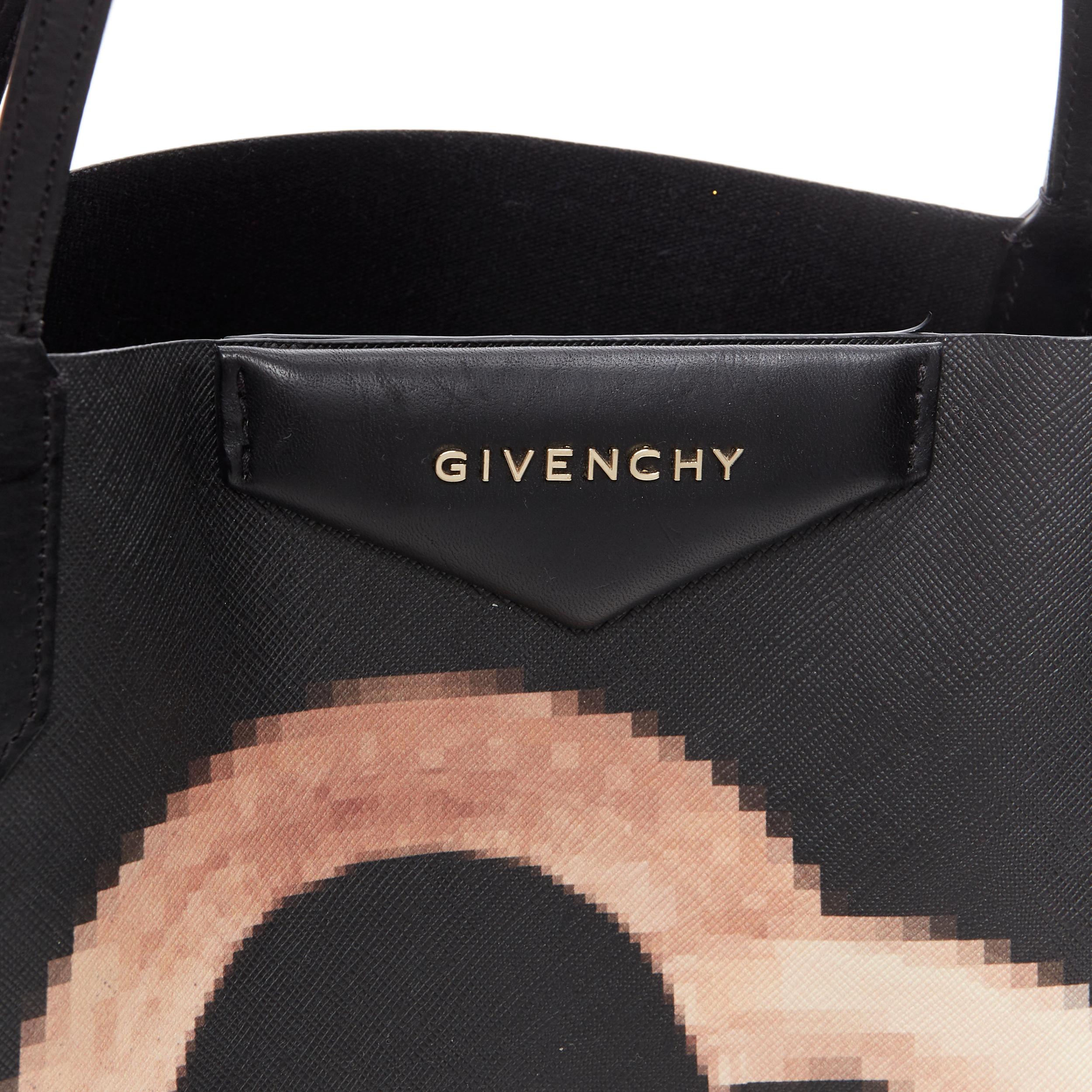 GIVENCHY TISCI Madonna pixelated print black saffiano leather large tote bag In Good Condition In Hong Kong, NT