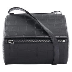 Used GIVENCHY TISCI Medium Pandora Box black stamped croc leather crossbody bag