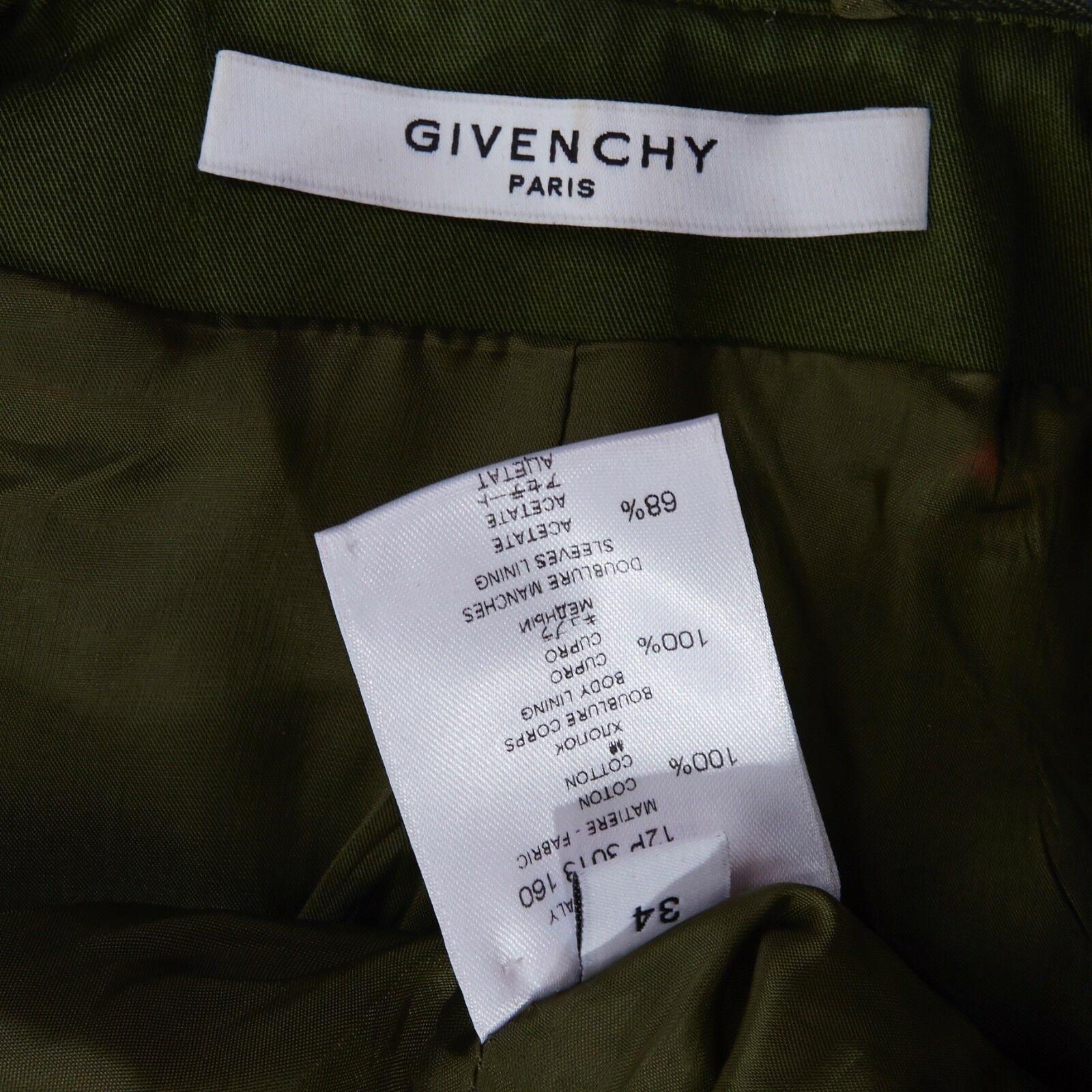 GIVENCHY TISCI military green navy blue sleeve zip collar cutaway jacket FR34 XS 2