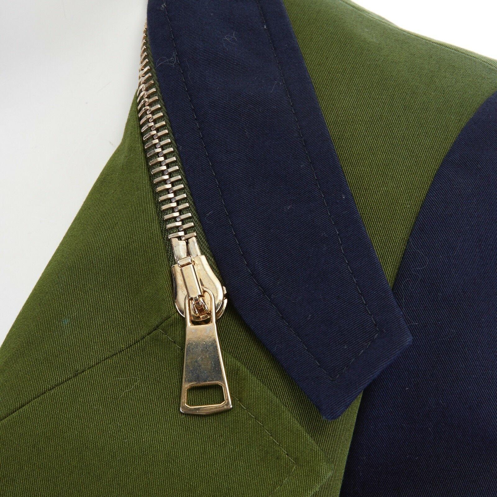 GIVENCHY TISCI military green navy blue sleeve zip collar cutaway jacket FR34 XS In Excellent Condition In Hong Kong, NT