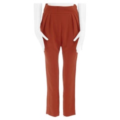 GIVENCHY TISCI red viscose pleated waist drop crotched trousers pants FR34 27"