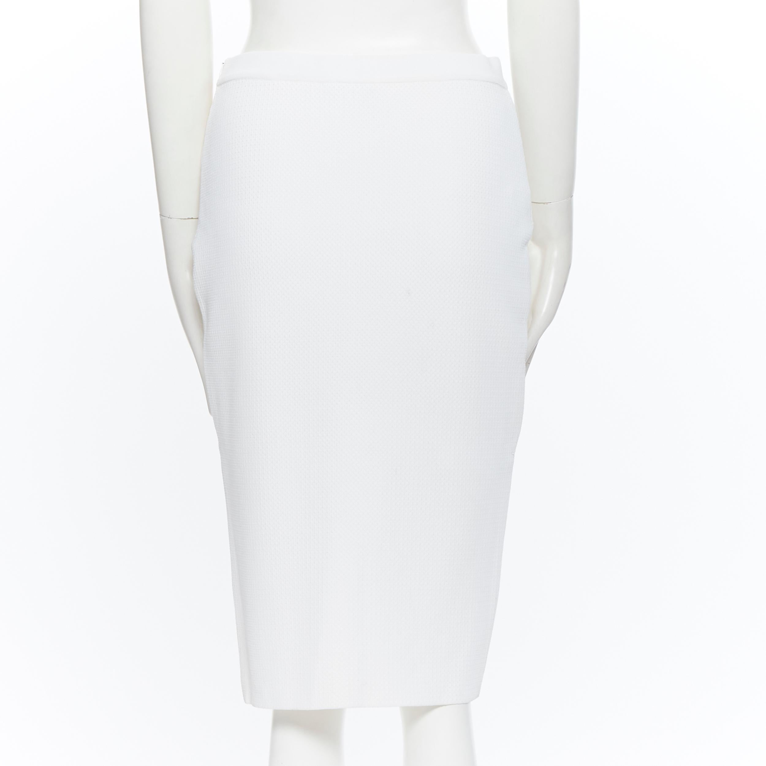 Gray GIVENCHY TISCI viscose blend knitted white curved front bodycon skirt M 27