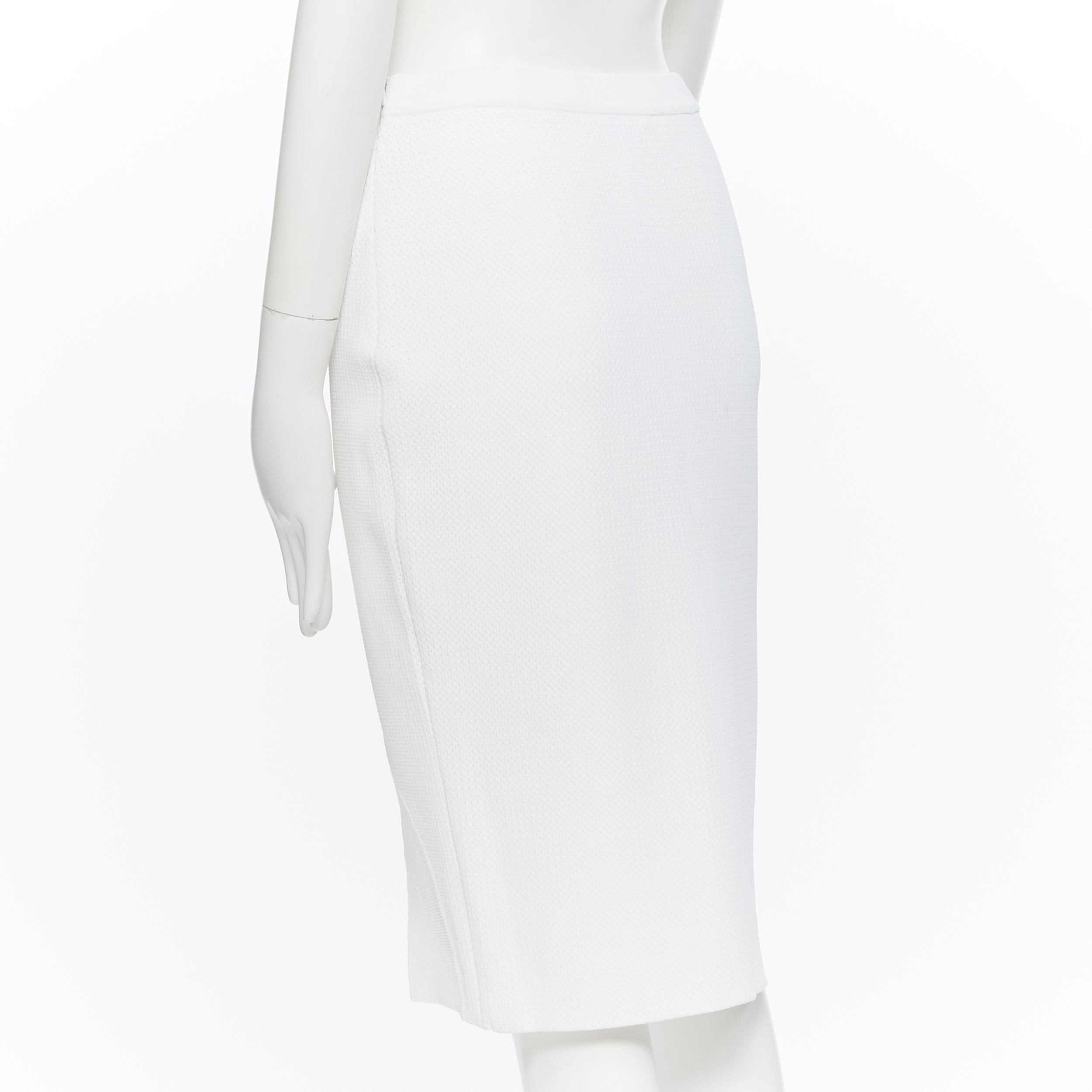 GIVENCHY TISCI viscose blend knitted white curved front bodycon skirt M 27