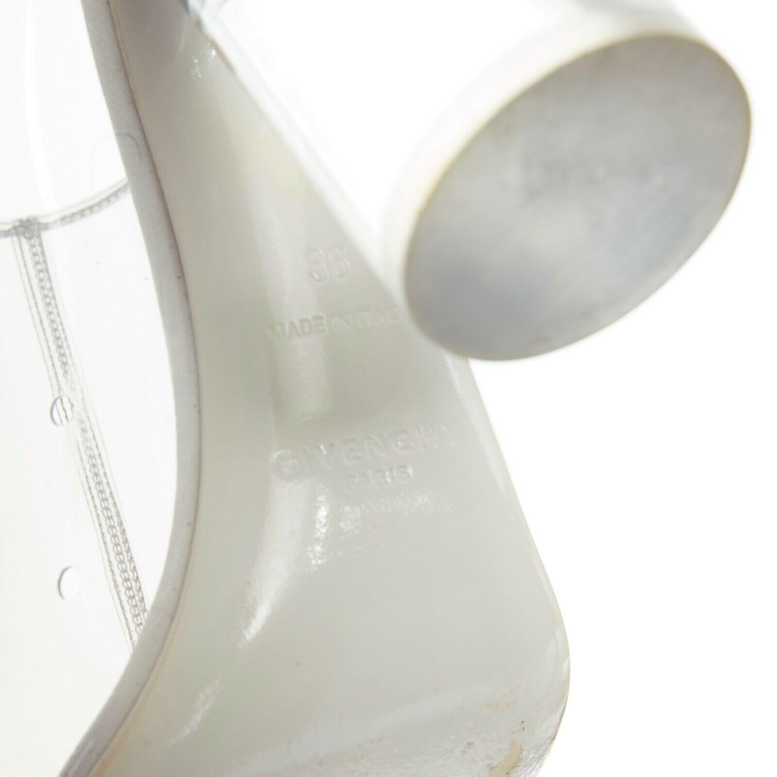 GIVENCHY TISCI white clear PVC perspex cylindrical heel peep toe mule heels EU38 2