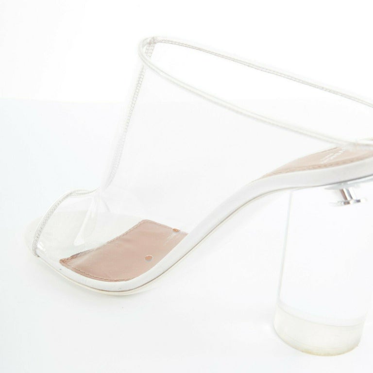 GIVENCHY TISCI white clear PVC perspex cylindrical heel peep toe mule ...