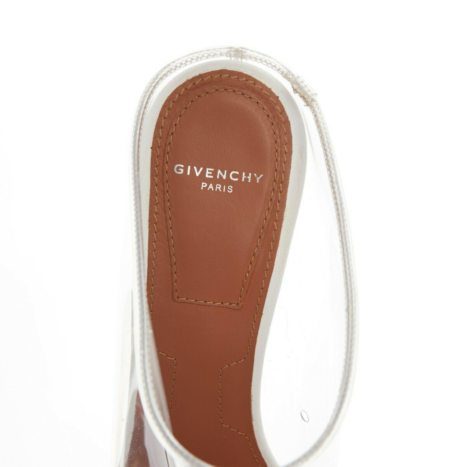 GIVENCHY TISCI white clear PVC perspex cylindrical heel peep toe mule heels EU38 1