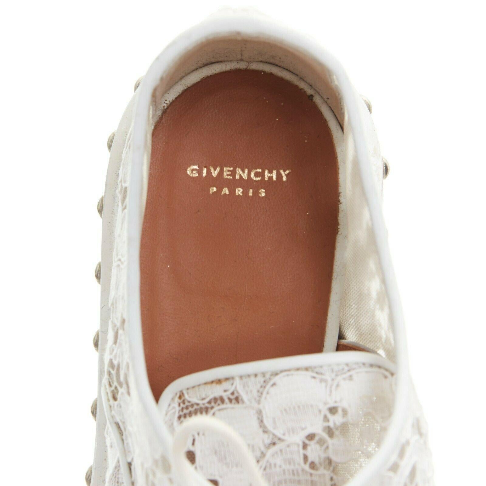 GIVENCHY TISCI white floral lace mesh silver stud outsole lace up brogue EU39 5