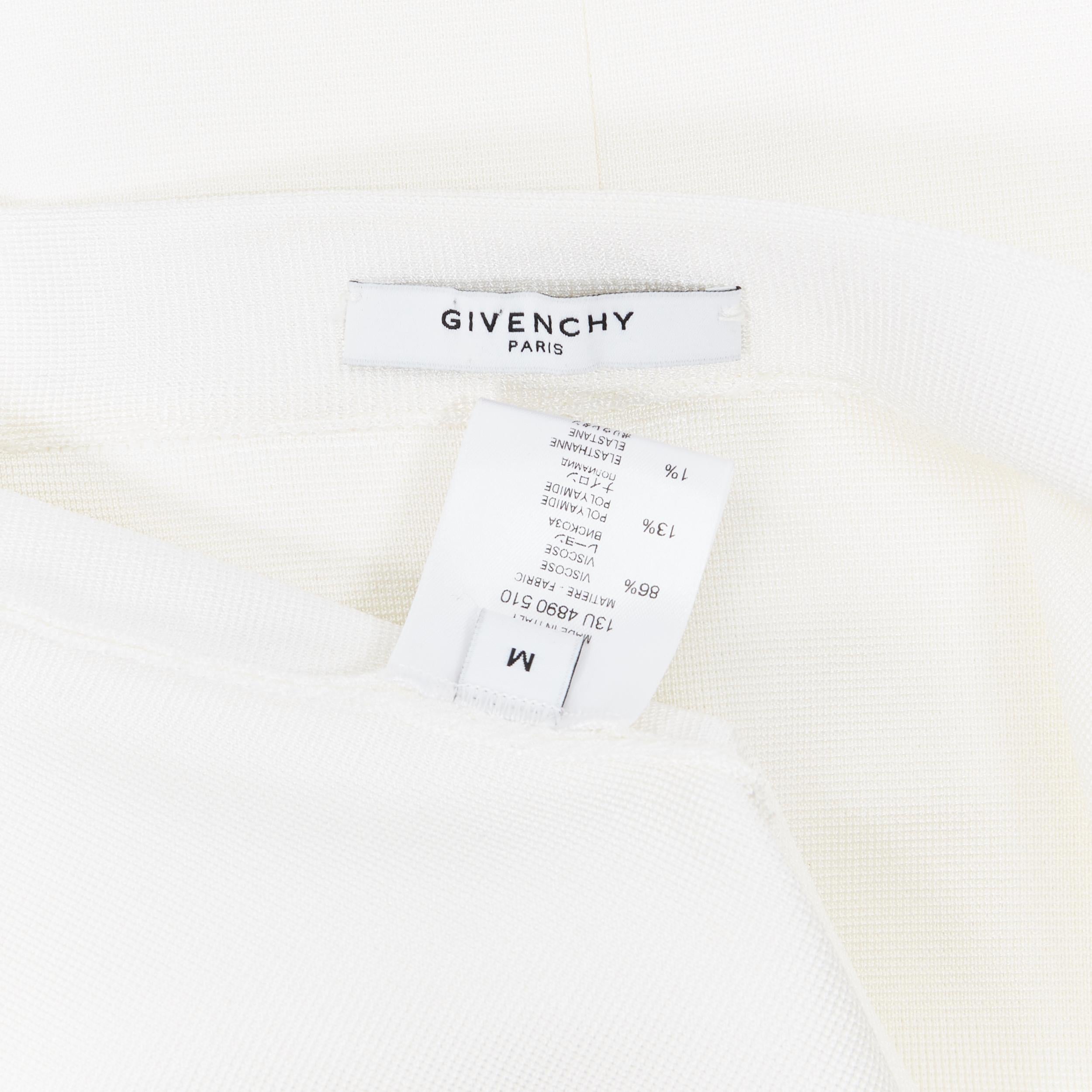 GIVENCHY TISCI white viscose knit panel front fitted pencil skirt M 26