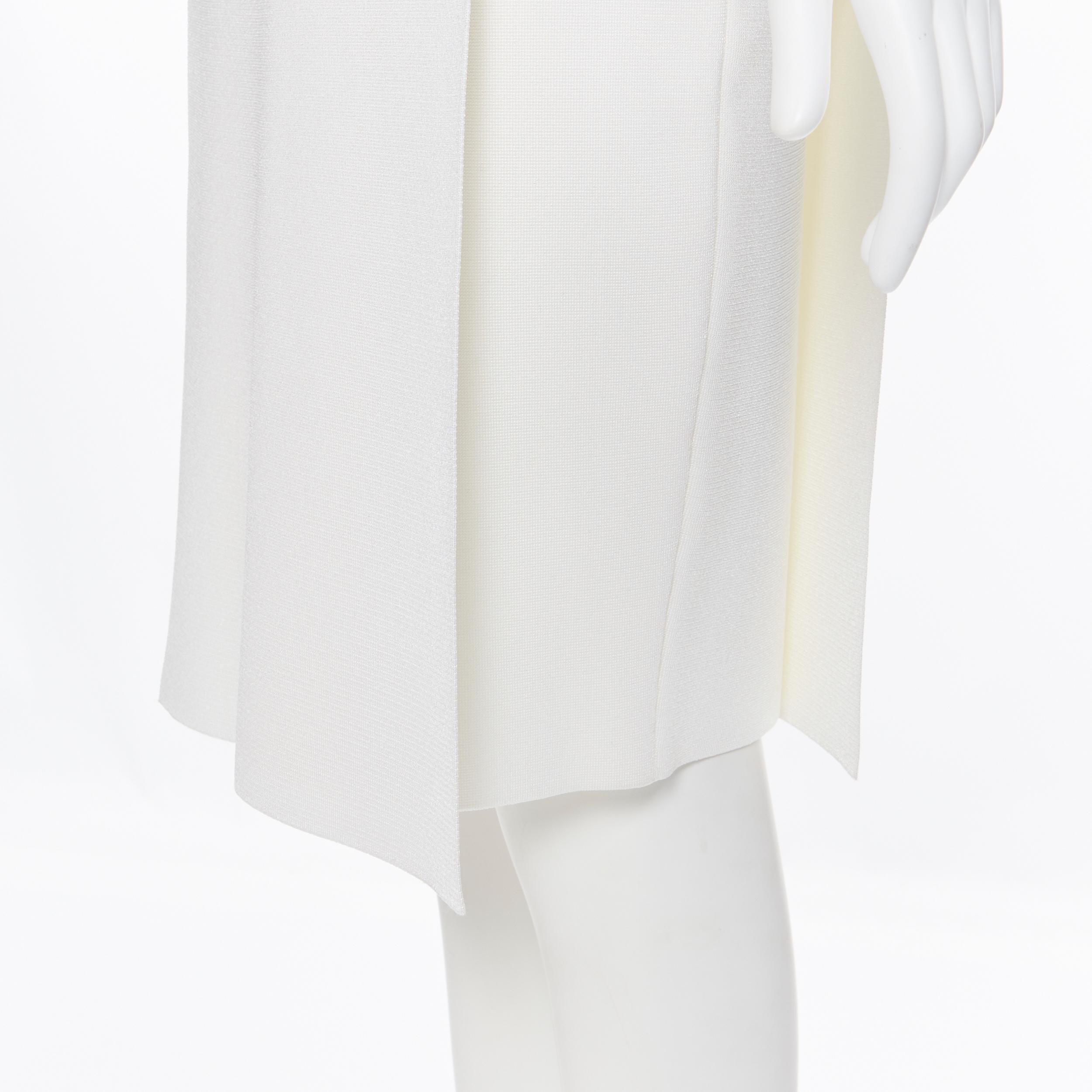 GIVENCHY TISCI white viscose knit panel front fitted pencil skirt M 26