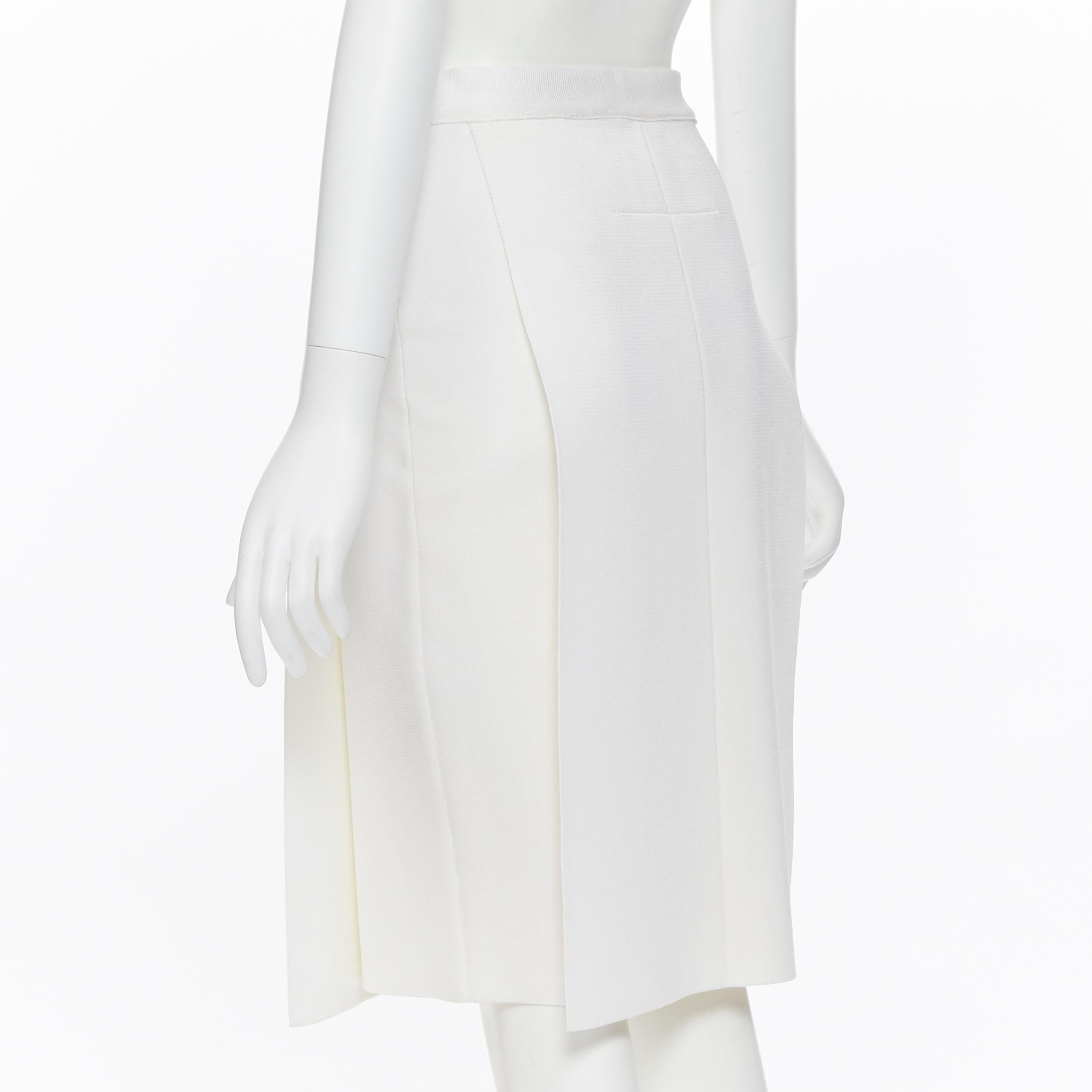 GIVENCHY TISCI white viscose knit panel front fitted pencil skirt M 26