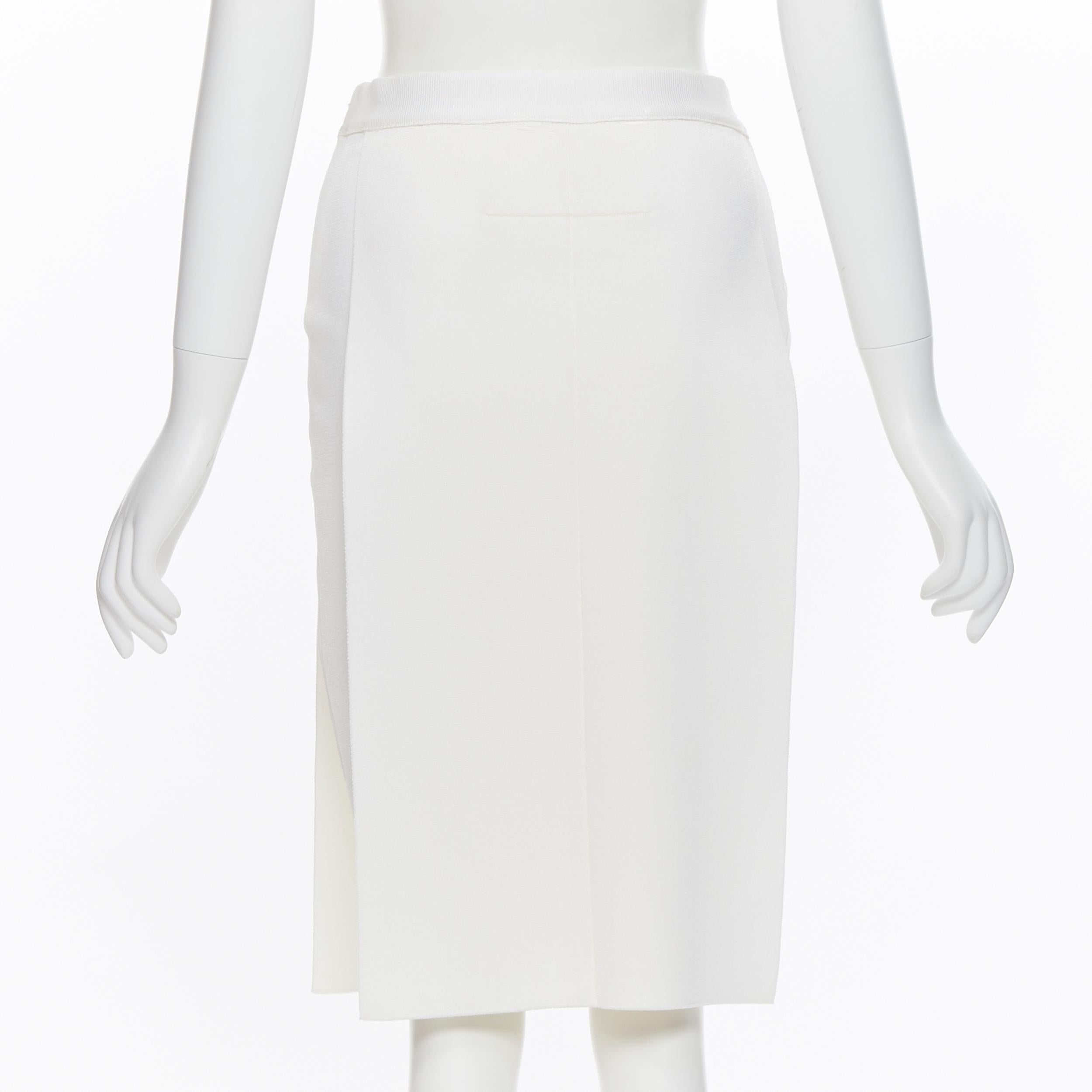 GIVENCHY TISCI white viscose knit panel front fitted pencil skirt M 26