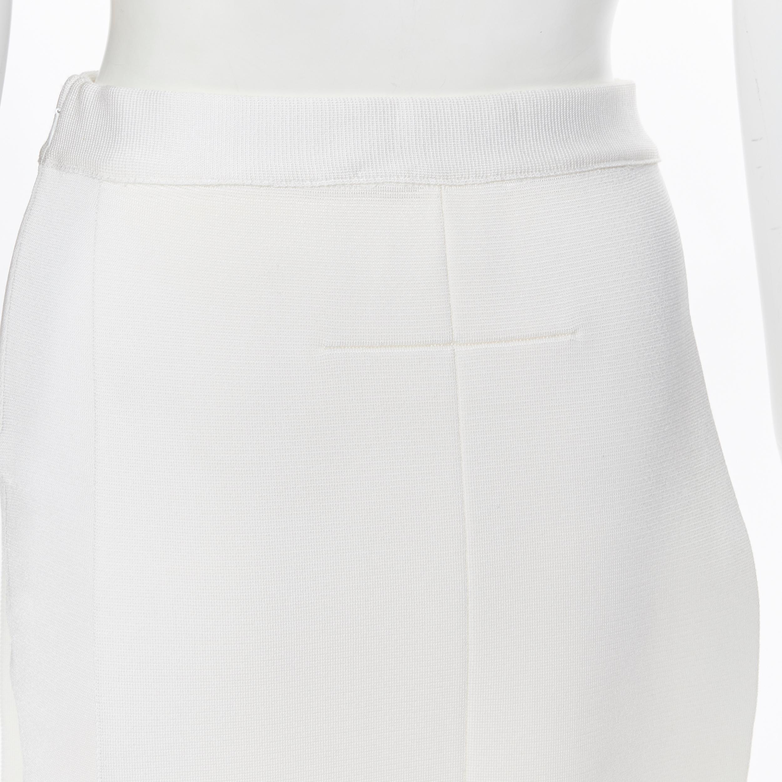 GIVENCHY TISCI white viscose knit panel front fitted pencil skirt M 26