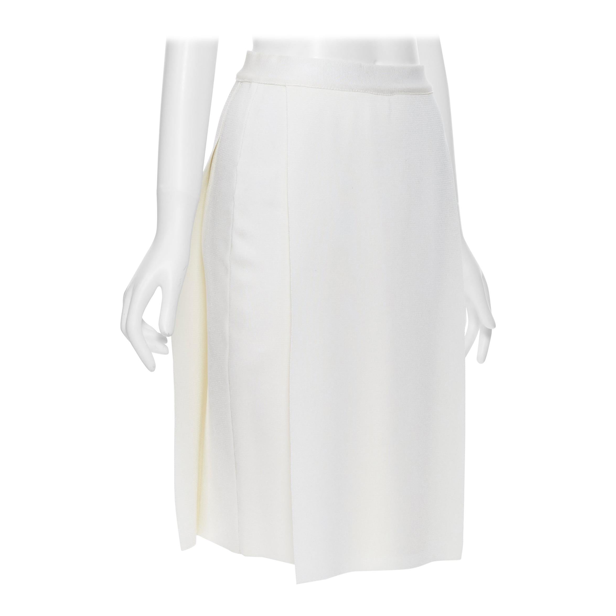 GIVENCHY TISCI white viscose knit panel front fitted pencil skirt M 26"