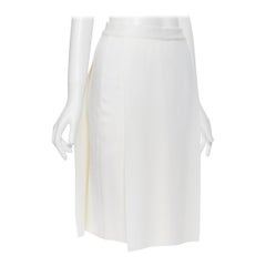 GIVENCHY TISCI white viscose knit panel front fitted pencil skirt M 26"