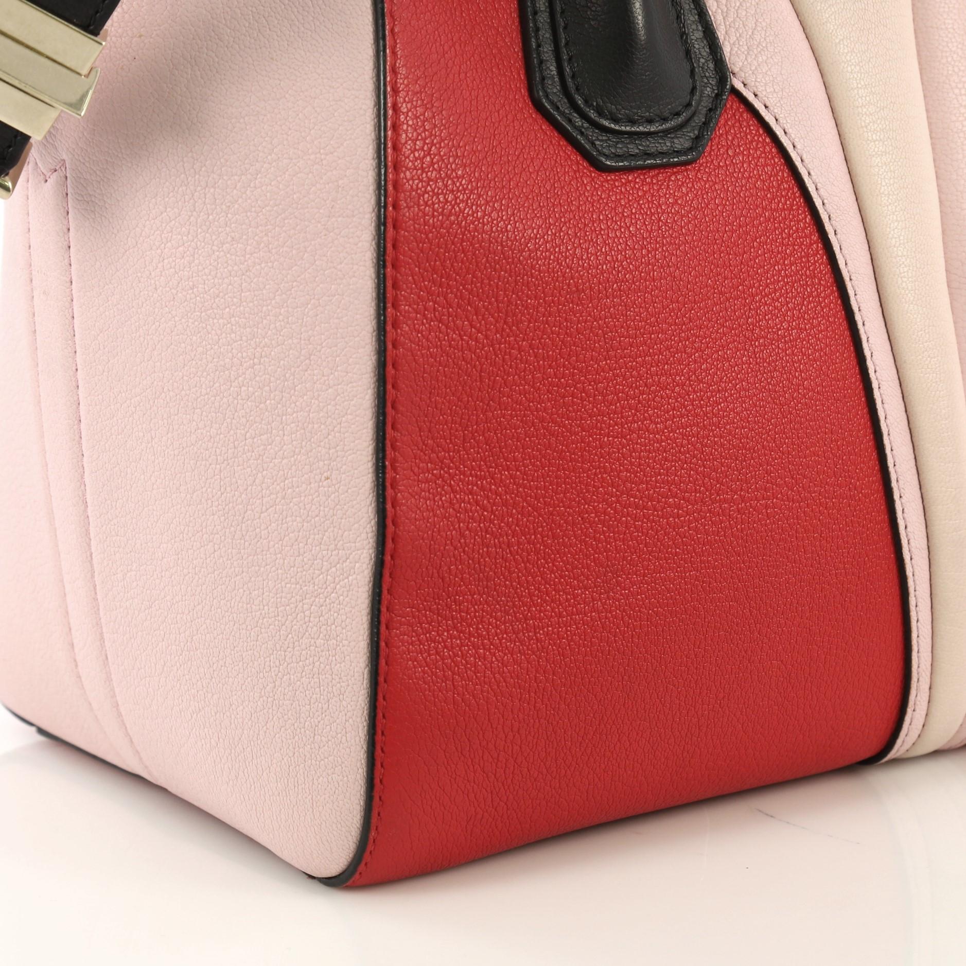 Red Givenchy Tricolor Antigona Bag Leather Medium