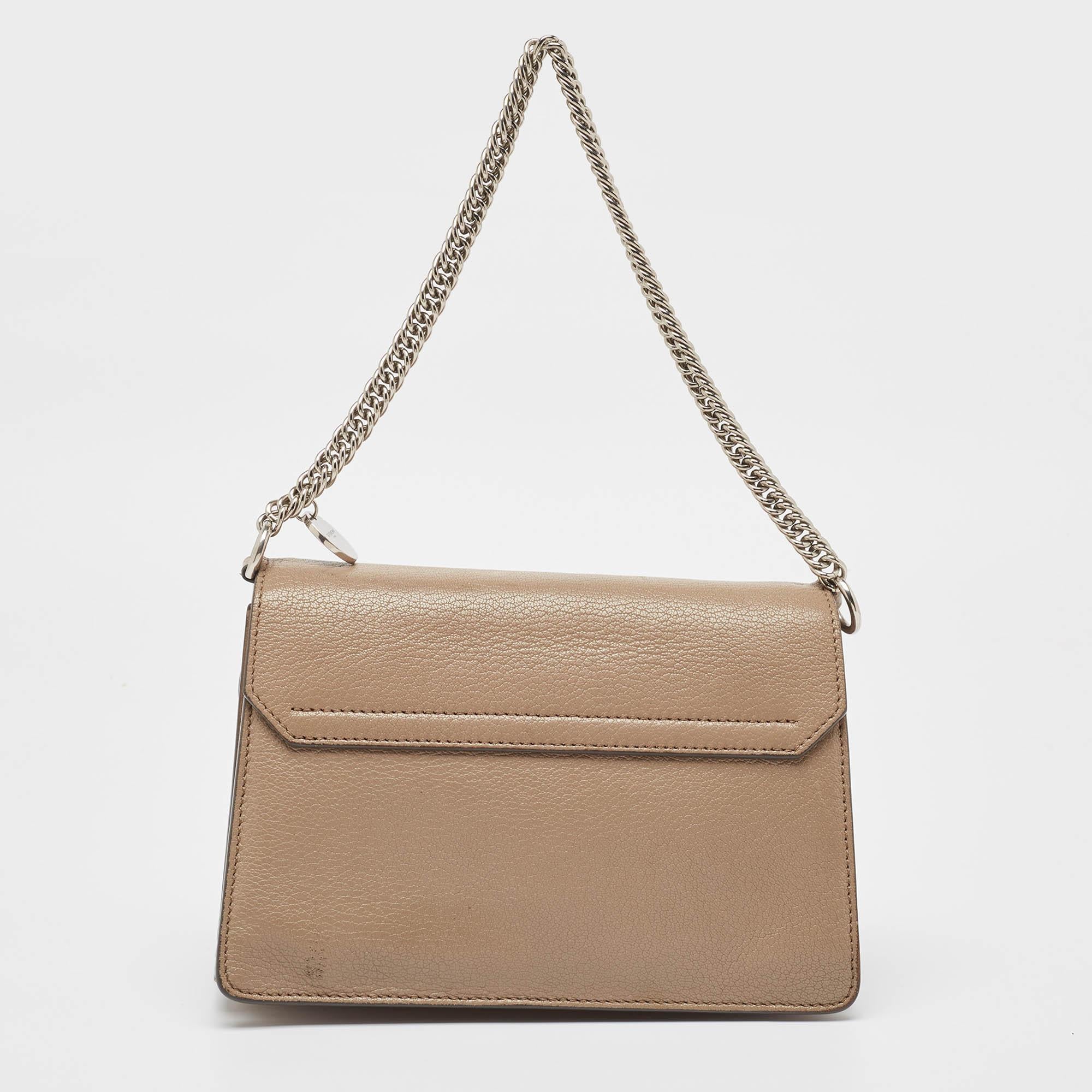 Women's Givenchy Two Tone Beige Leather Small GV3 Shoulder Bag