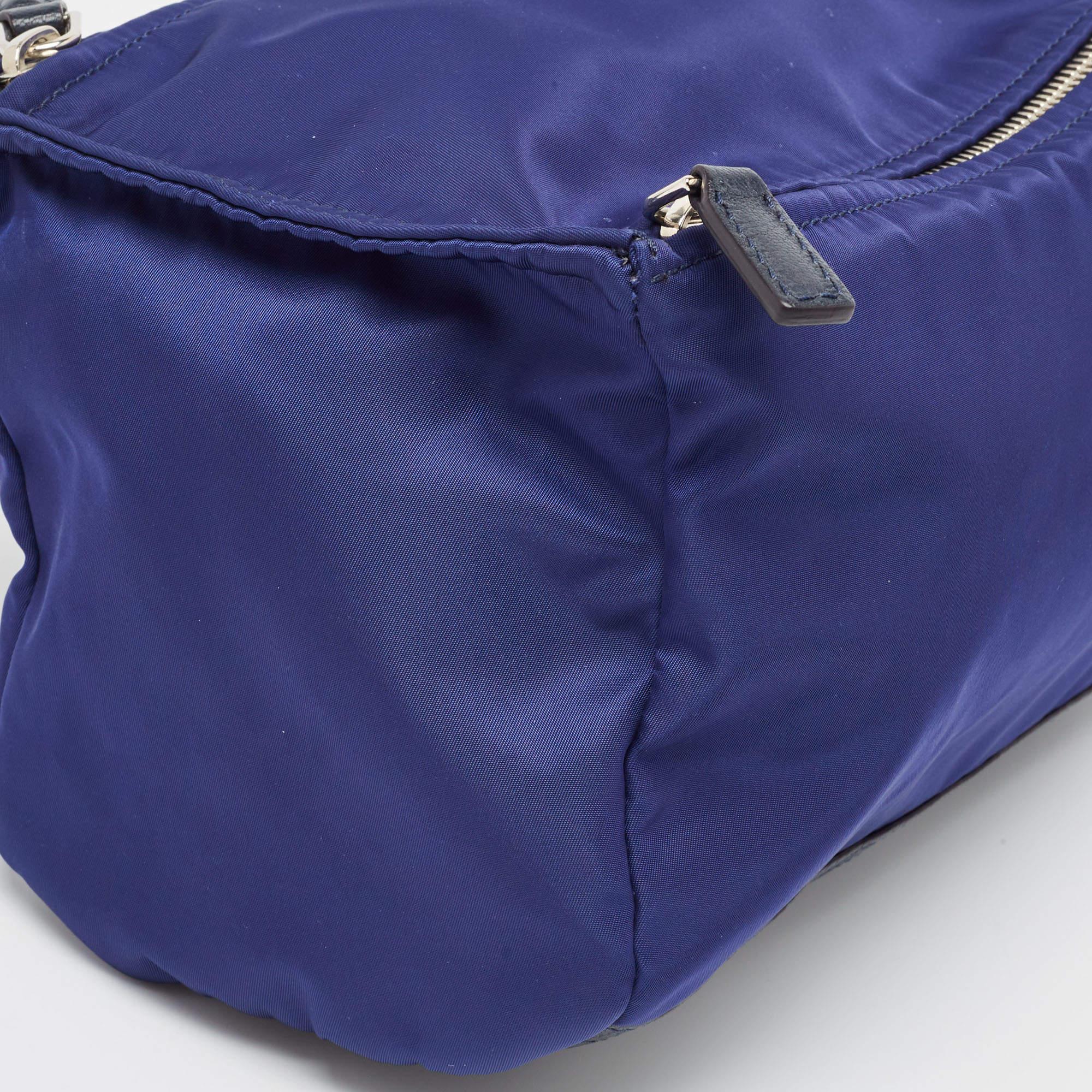 Givenchy Two Tone Blue Nylon and Leather Medium Pandora Box Crossbody Bag 8