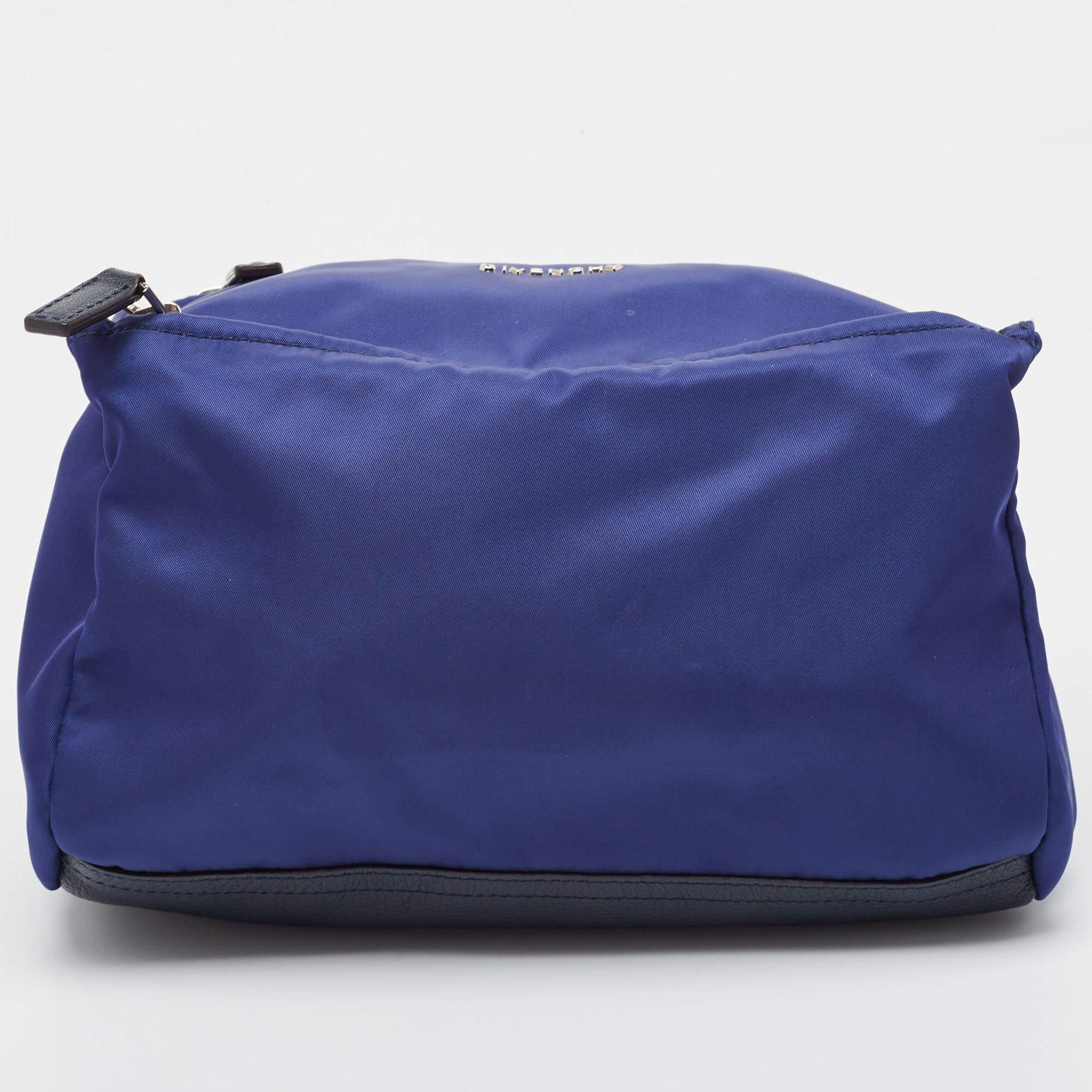 Givenchy Two Tone Blue Nylon and Leather Medium Pandora Box Crossbody Bag 9
