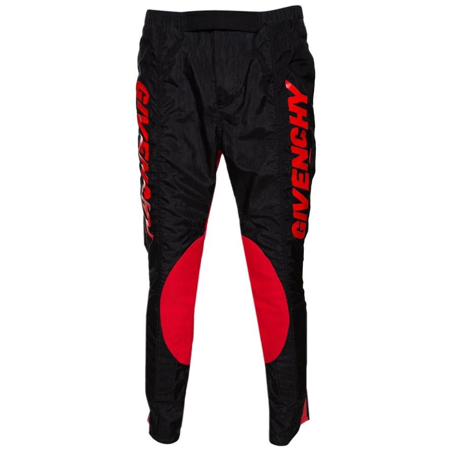 Givenchy Two Tone Logo Print Synthetic Track Pants M