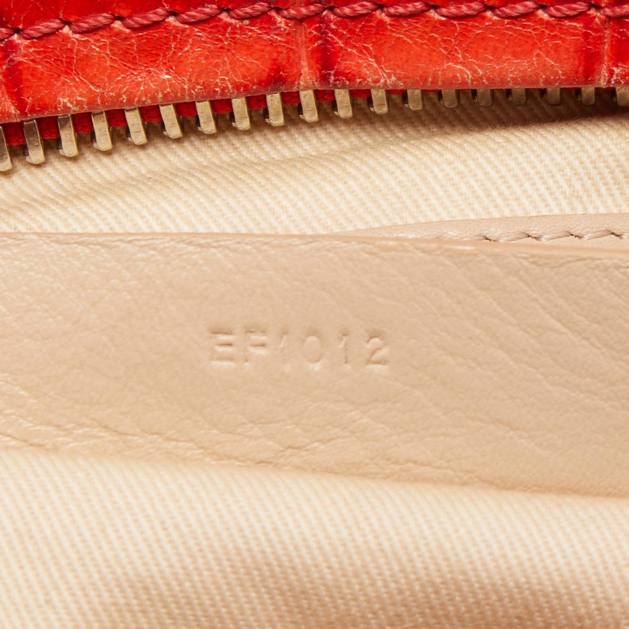Givenchy Two Tone Red Croc Embossed Leather Medium Pandora Shoulder Bag 2