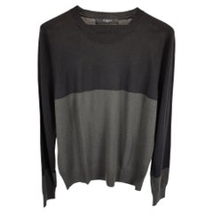 Givenchy Two-Toned Crewneck Sweater in Black and Grey Wool
