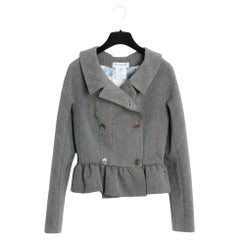 Givenchy Veste FR38 Grey Wool Ruffle Jacket US8