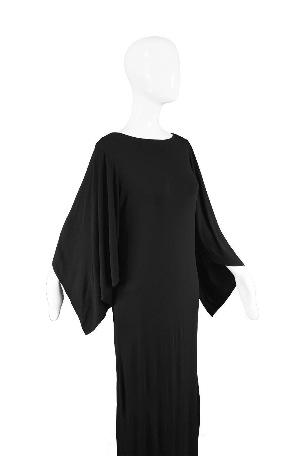Givenchy Vintage Nouvelle Boutique Black Jersey Maxi Column Dress, 1970s In Good Condition In Doncaster, South Yorkshire
