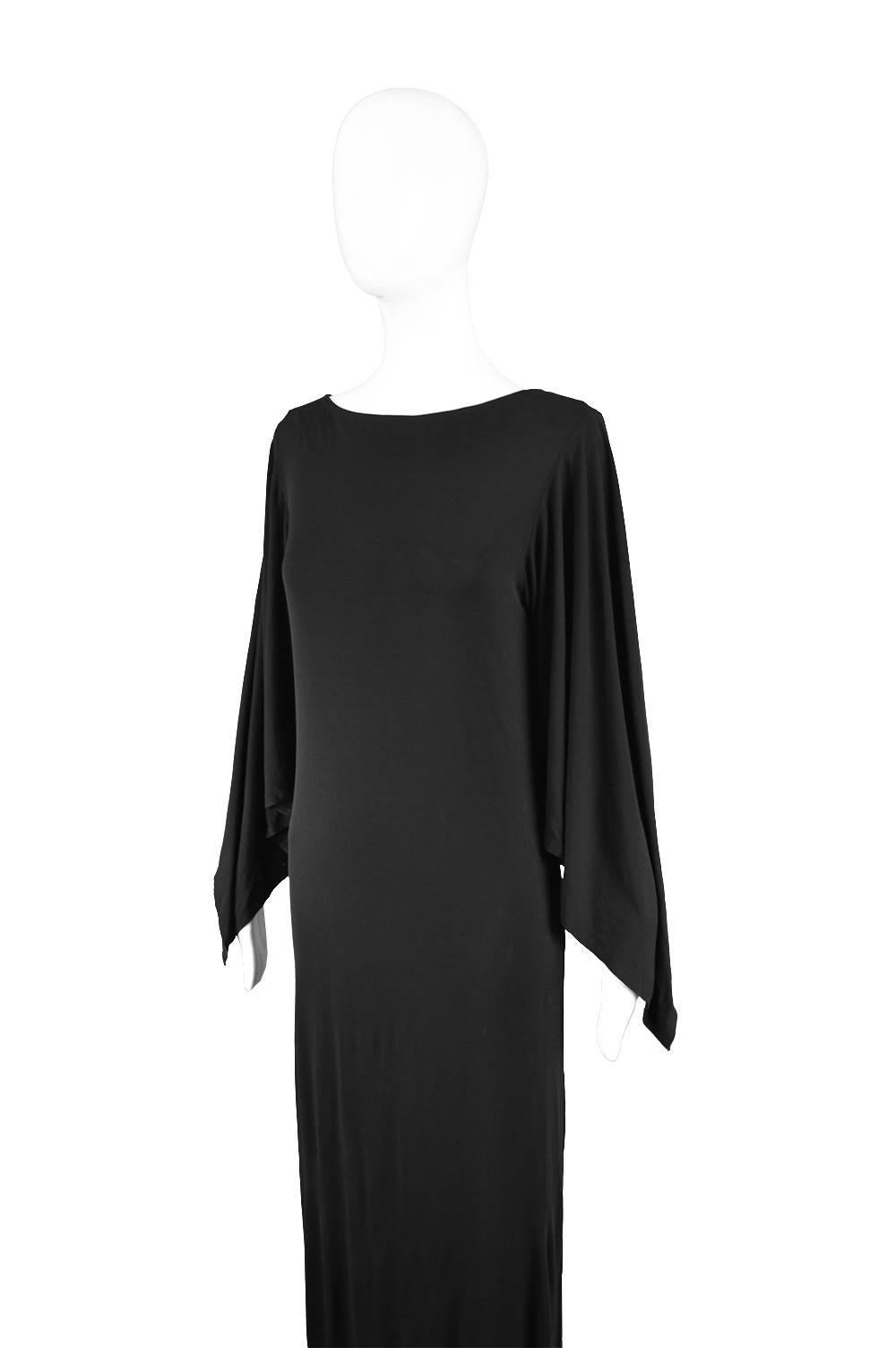 Givenchy Vintage Nouvelle Boutique Black Jersey Maxi Column Dress, 1970s For Sale 1