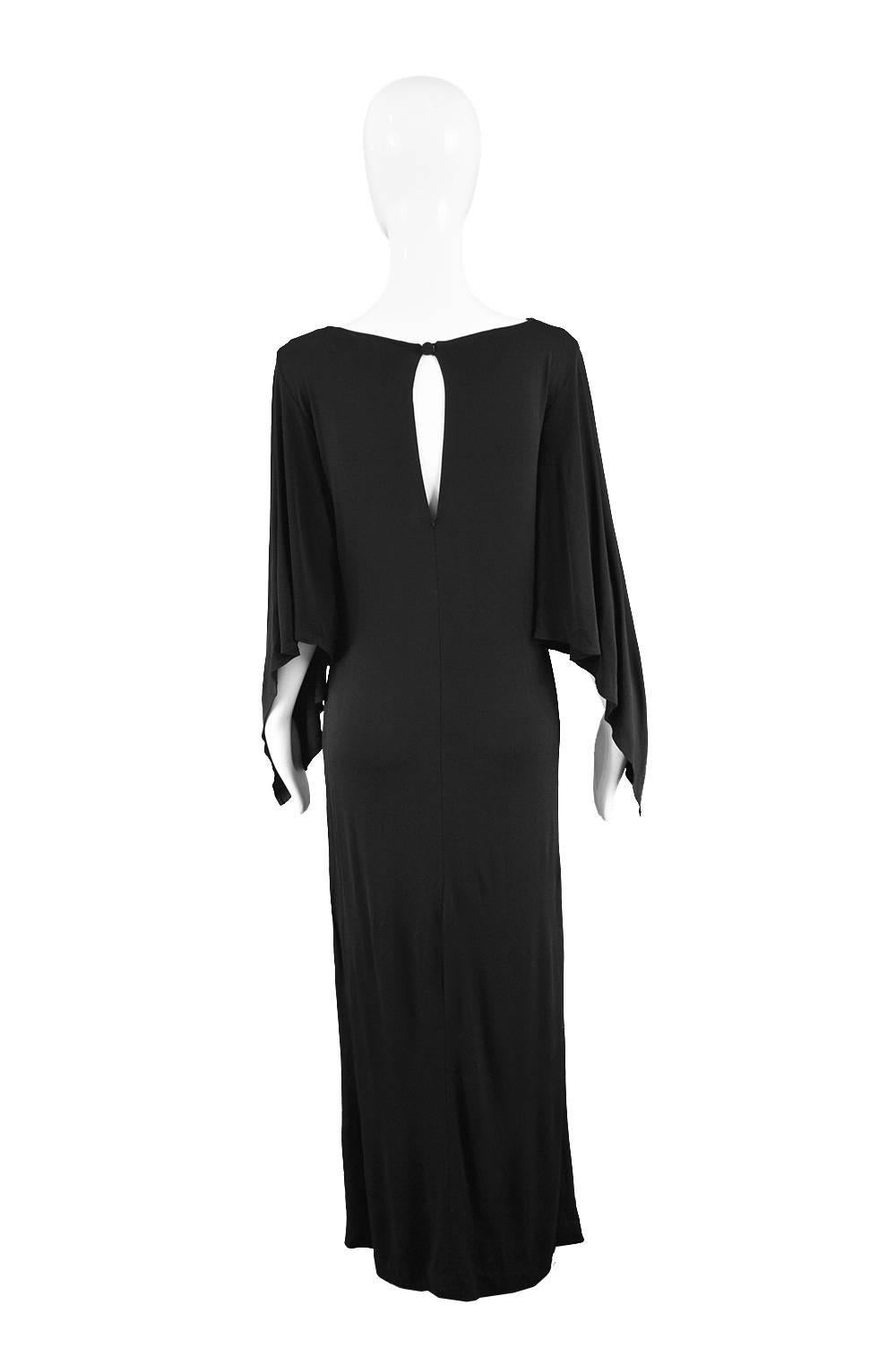 Givenchy Vintage Nouvelle Boutique Black Jersey Maxi Column Dress, 1970s 2