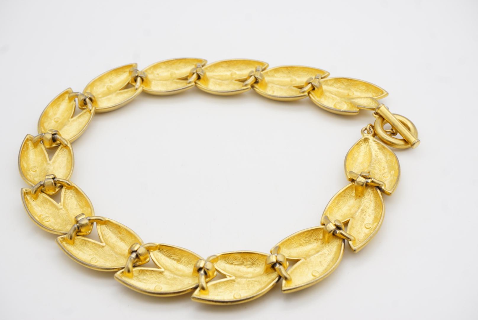 Givenchy Vintage 1970s Satin Leaf Watch Link Interlocked Collar Chunky Necklace in vendita 8
