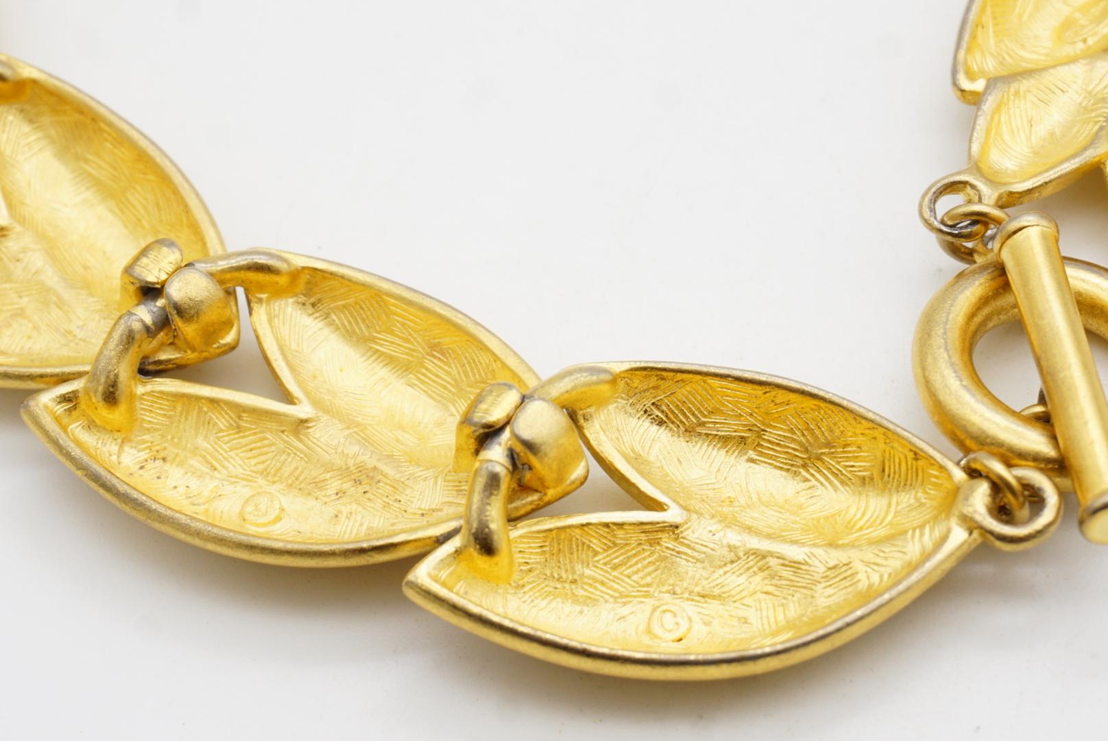 Givenchy Vintage 1970s Satin Leaf Watch Link Interlocked Collar Chunky Necklace in vendita 9