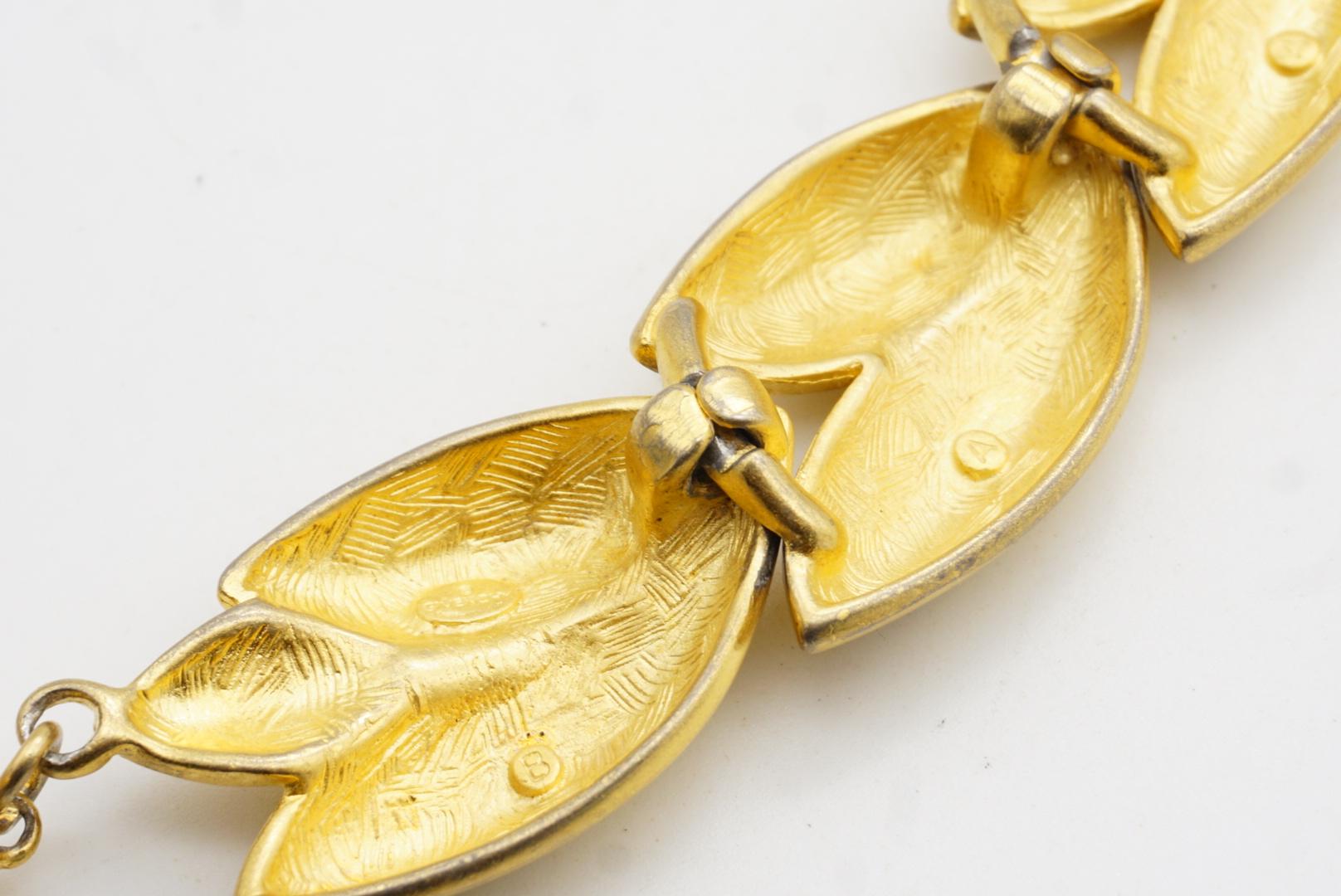 Givenchy Vintage 1970s Satin Leaf Watch Link Interlocked Collar Chunky Necklace in vendita 10