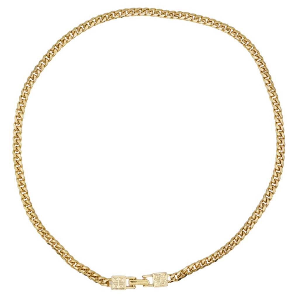 Givenchy Vintage 1980s Unisex 4G Logo Monogram Interlocked Cuban Chain Link Long Necklace Bracelet, Gold Tone

Versatile necklace, can be worn as bracelet too. 

Very good condition. 100% genuine. Signed at the clasp. Rare to find.

Material: Gold