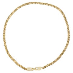 Givenchy Vintage 1980s 4G Logo Interlocked Cuban Chain Link Gold Long Necklace
