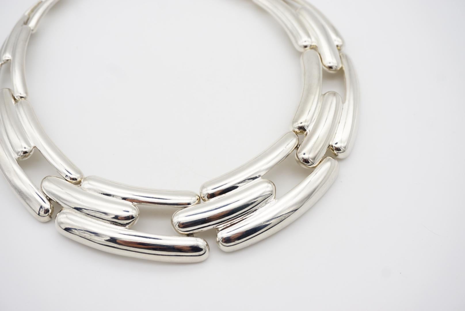 Givenchy Vintage 1980s Chunky Watch Link Interlock Collar Choker Silver Necklace 3