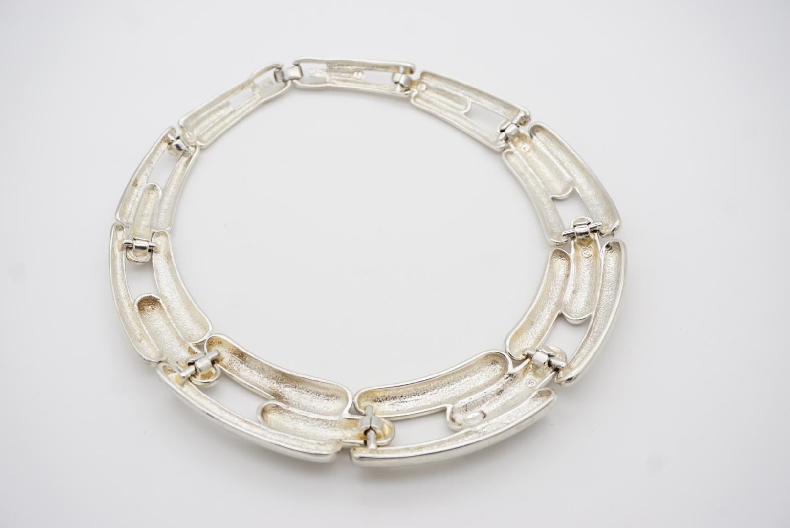 Givenchy Vintage 1980s Chunky Watch Link Interlock Collar Choker Silver Necklace 4