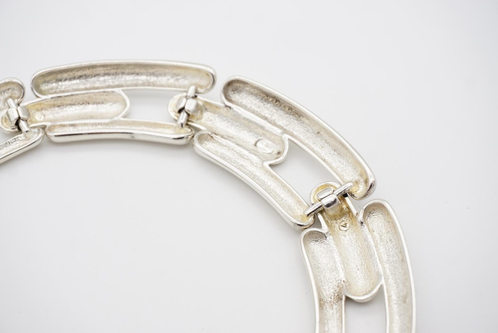 Givenchy Vintage 1980s Chunky Watch Link Interlock Collar Choker Silver Necklace 5