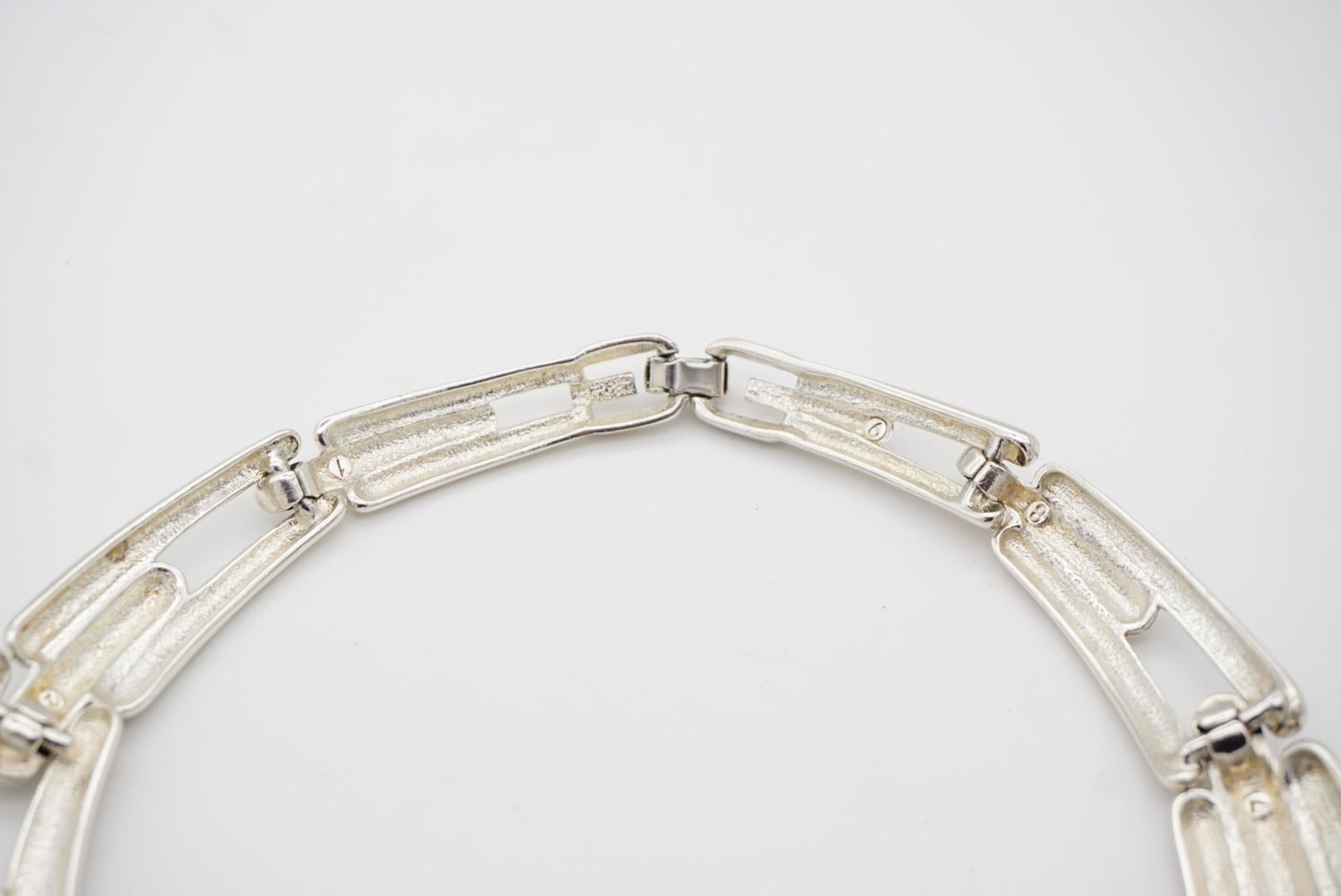 Givenchy Vintage 1980s Chunky Watch Link Interlock Collar Choker Silver Necklace 6