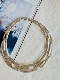 Givenchy Vintage 1980s Chunky Watch Link Interlock Collar Choker Silver Necklace